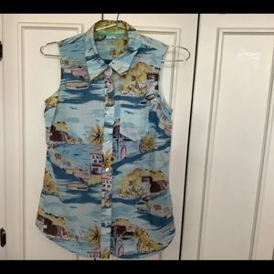 Boden Size 6 Sleeveless Beach Resort Print Top